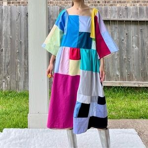Handmade Quilted Patchwork Colorblock Dress SKU 05211